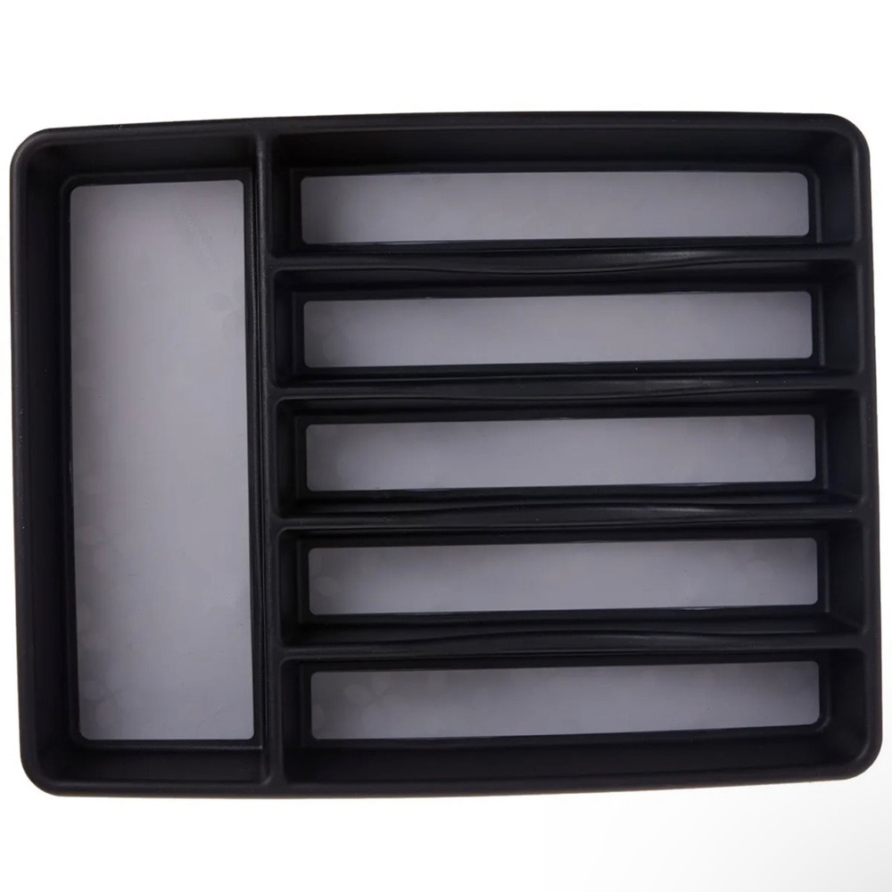 Rubbermaid No-Slip‎ Large, Cutlery Tray Organizer, Black with Gray